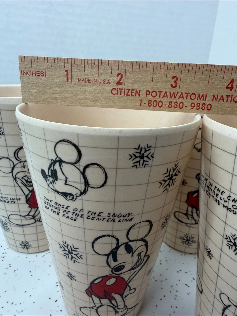 Disney Mickey Mouse Sketchbook Cups in Cream and Red - Set of 4